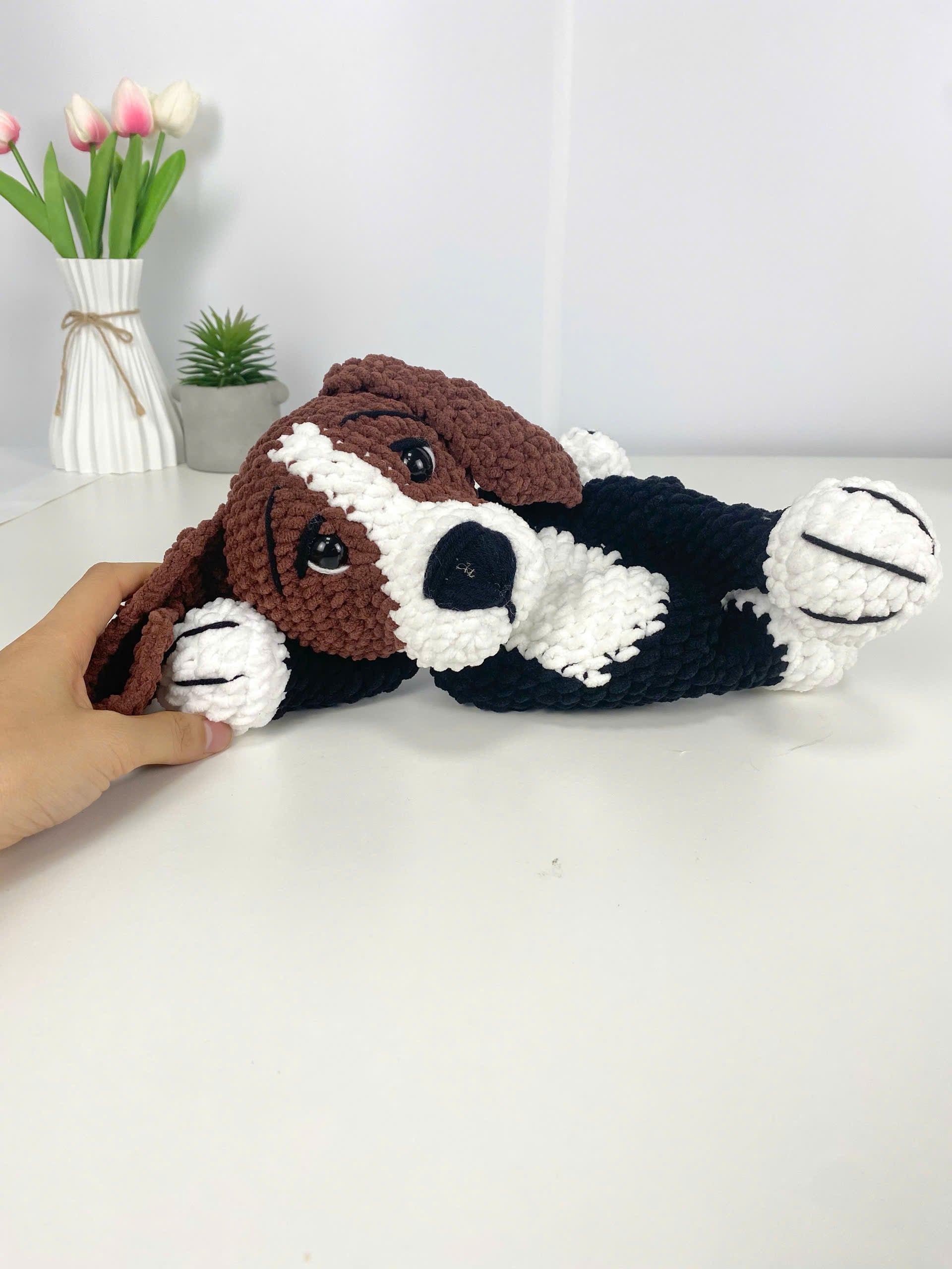 Beagle Dog Crochet Pattern: Amigurumi Snuggler Pillow Toy (PDF Digital File)
