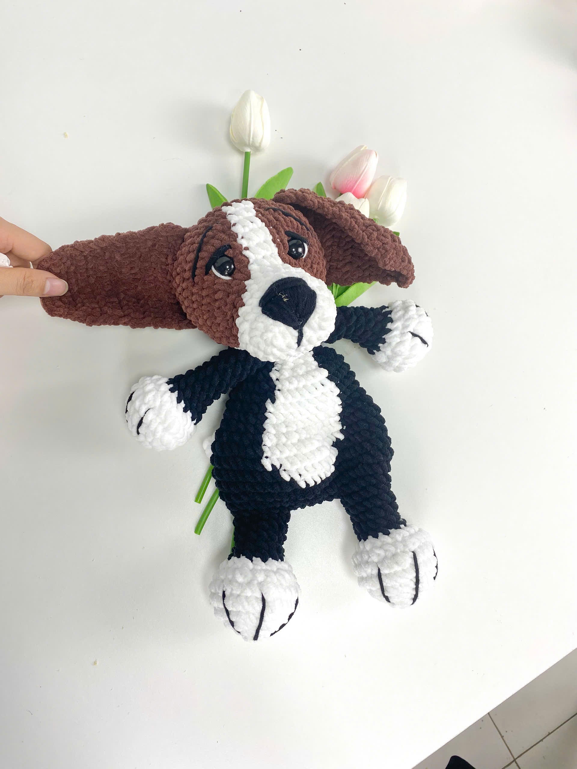 Beagle Dog Crochet Pattern: Amigurumi Snuggler Pillow Toy (PDF Digital File)
