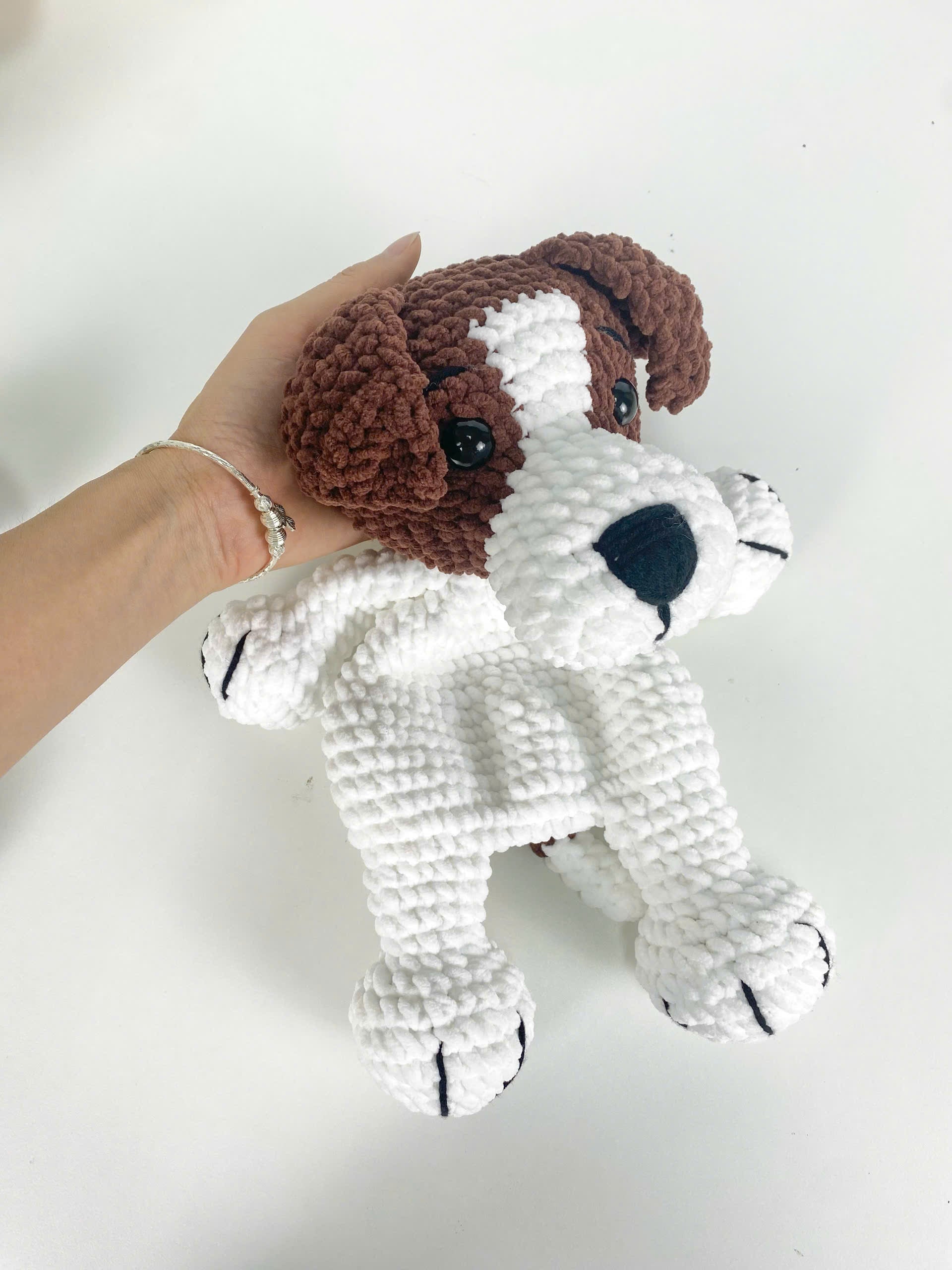 Jack Russell Dog Crochet Pattern: Amigurumi Snuggler Pillow (PDF Digital File)