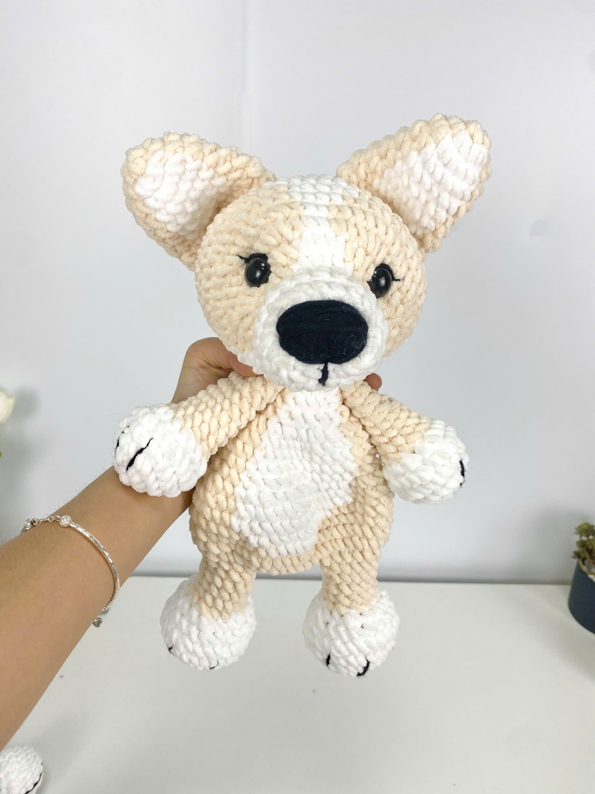 Corgi Snuggler Crochet Pattern: Amigurumi Puppy Plush Pillow (PDF Pattern)