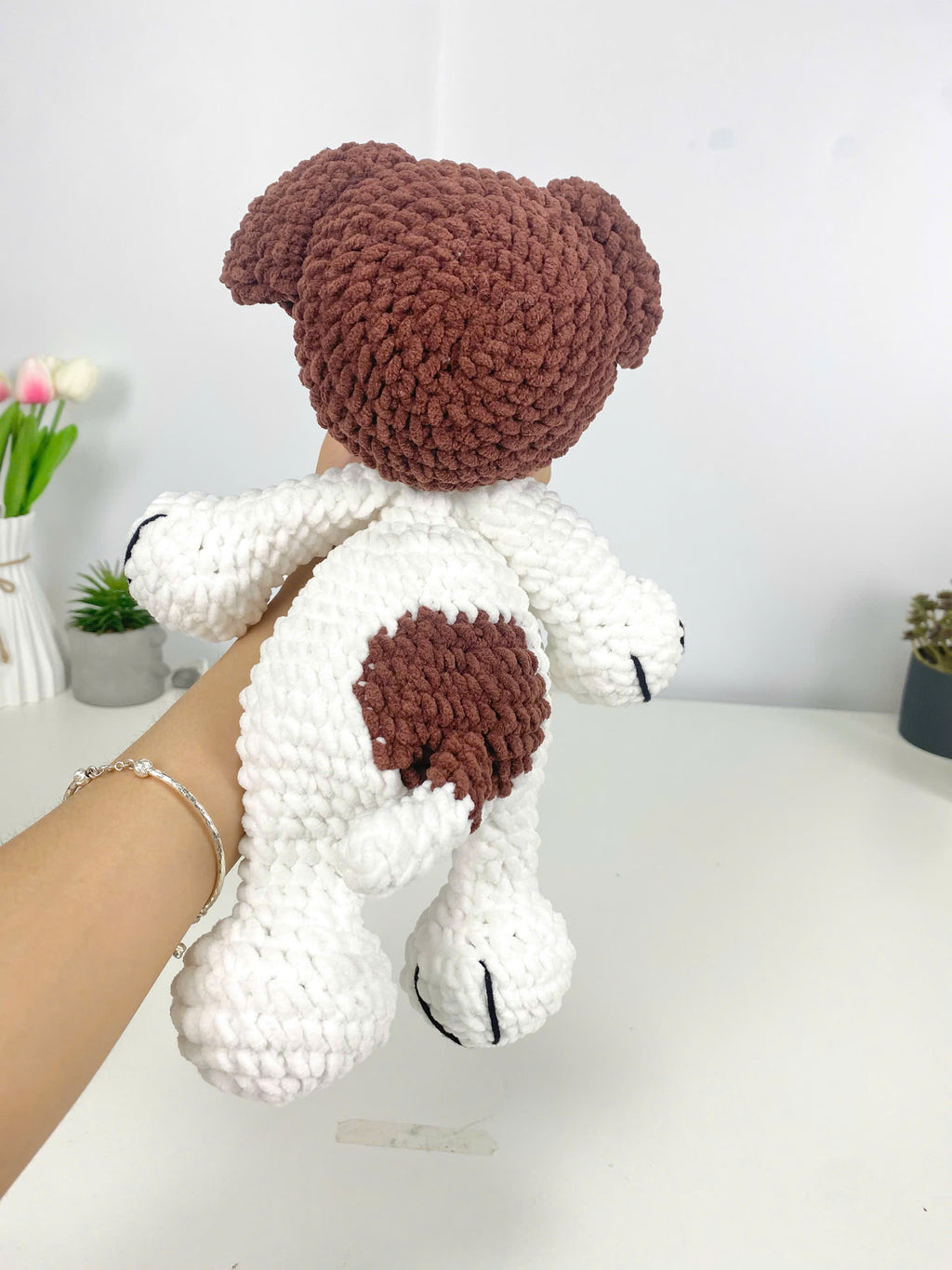 Jack Russell Dog Crochet Pattern: Amigurumi Snuggler Pillow (PDF Digital File)