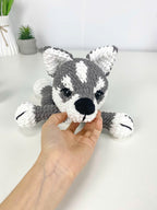 Husky Dog Crochet Pattern: Amigurumi Snuggler Pillow (PDF Digital Download)