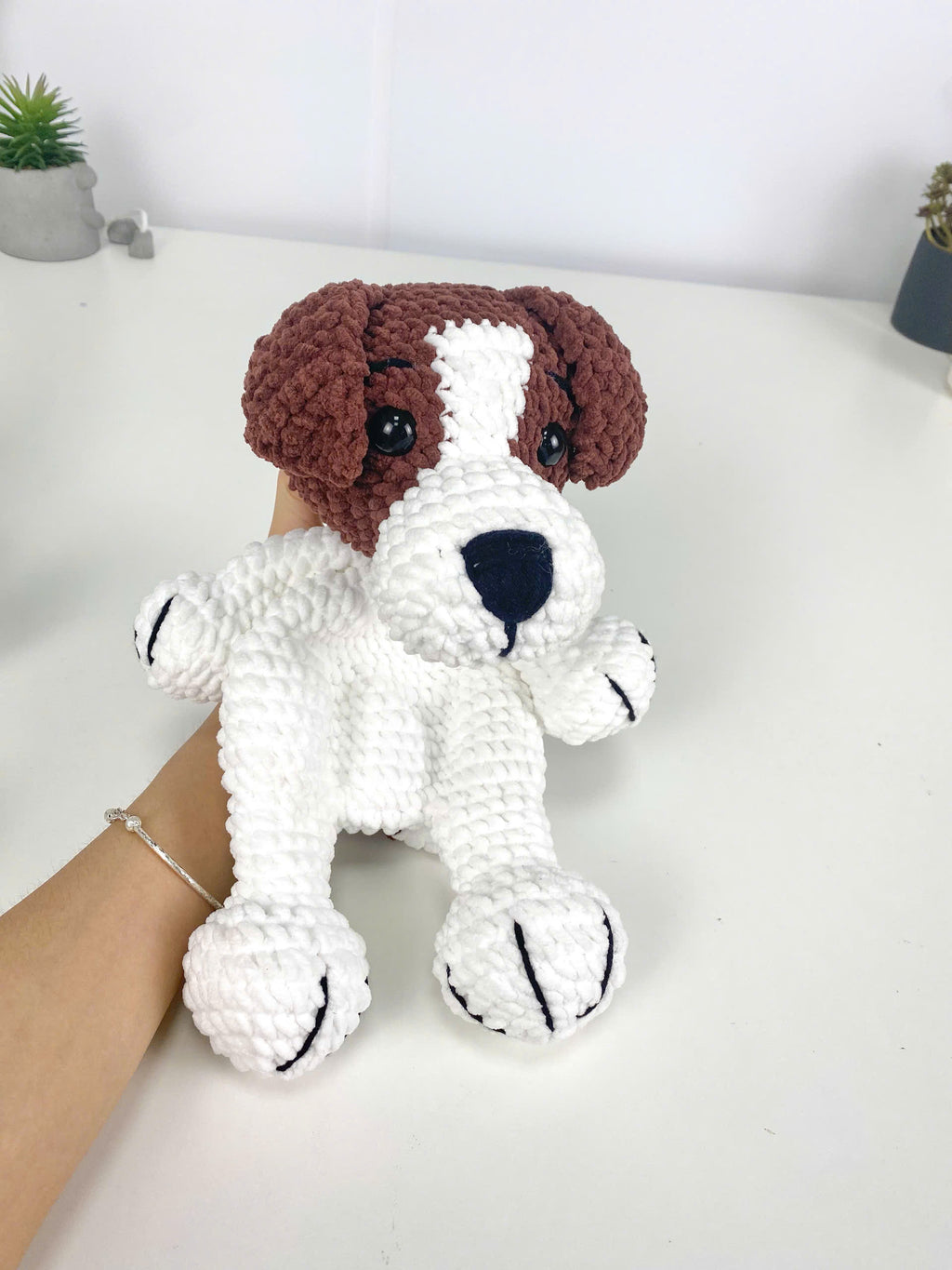 Jack Russell Dog Crochet Pattern: Amigurumi Snuggler Pillow (PDF Digital File)
