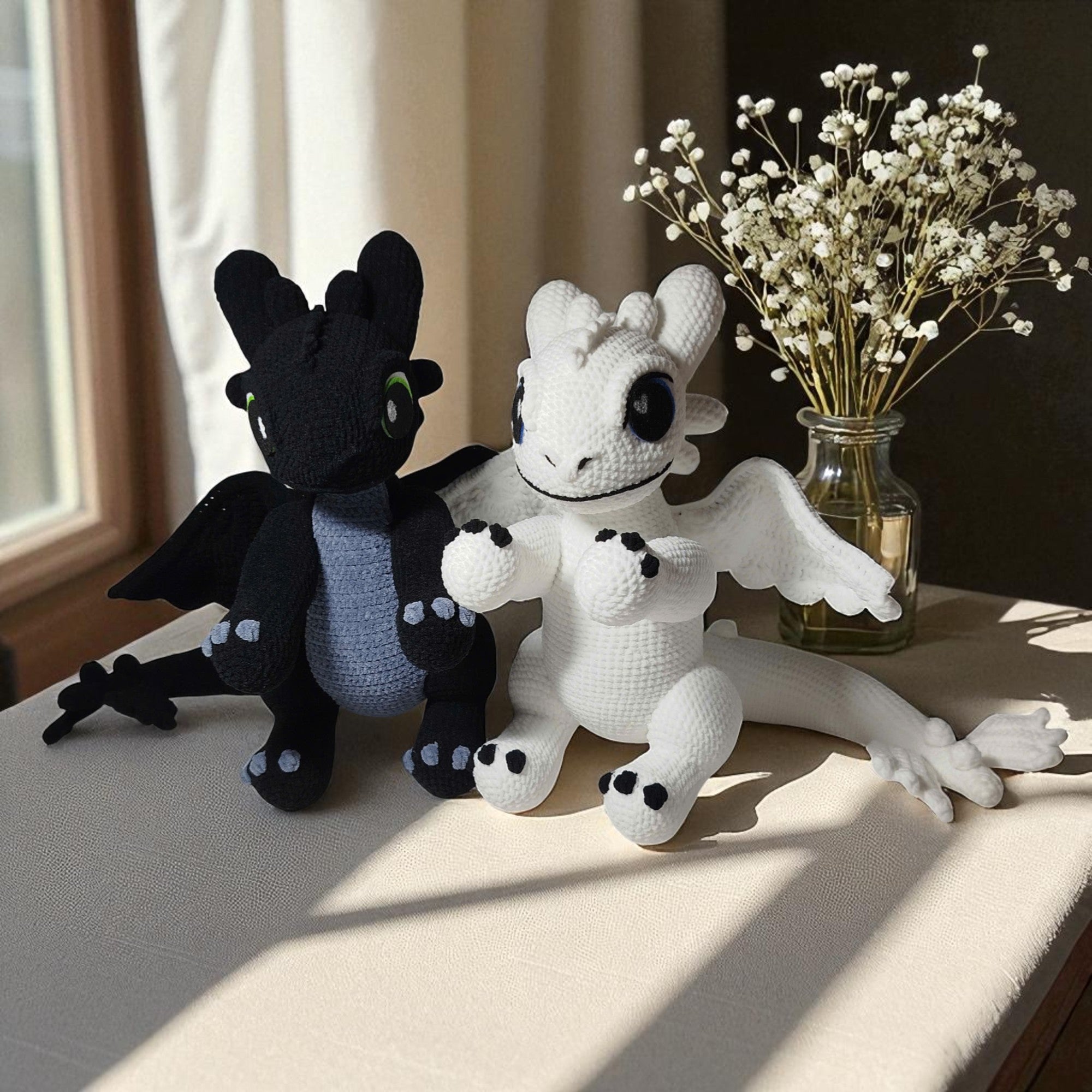 Toothless & Light Fury Crochet Pattern: Dragon Amigurumi Couple (PDF Pattern)