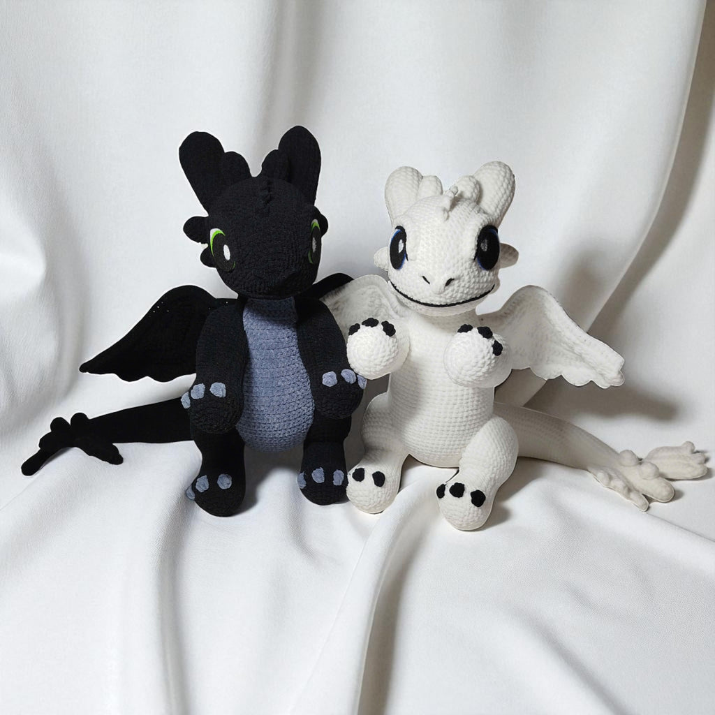 Toothless & Light Fury Crochet Pattern: Dragon Amigurumi Couple (PDF Pattern)