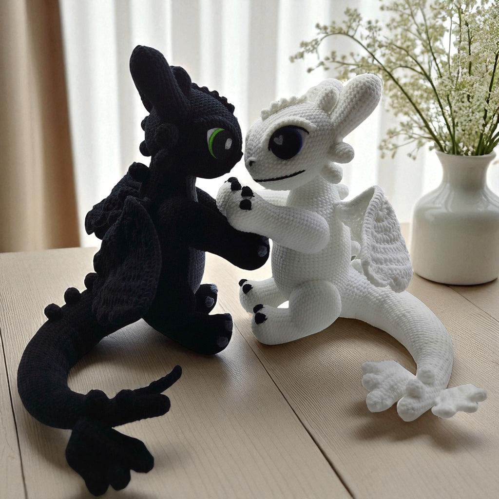 Toothless & Light Fury Crochet Pattern: Dragon Amigurumi Couple (PDF Pattern)
