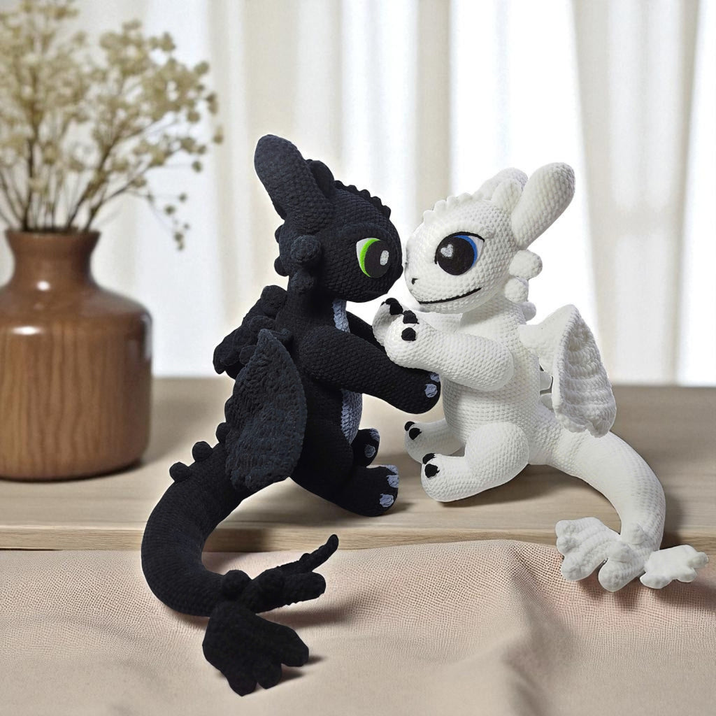 Toothless & Light Fury Crochet Pattern: Dragon Amigurumi Couple (PDF Pattern)