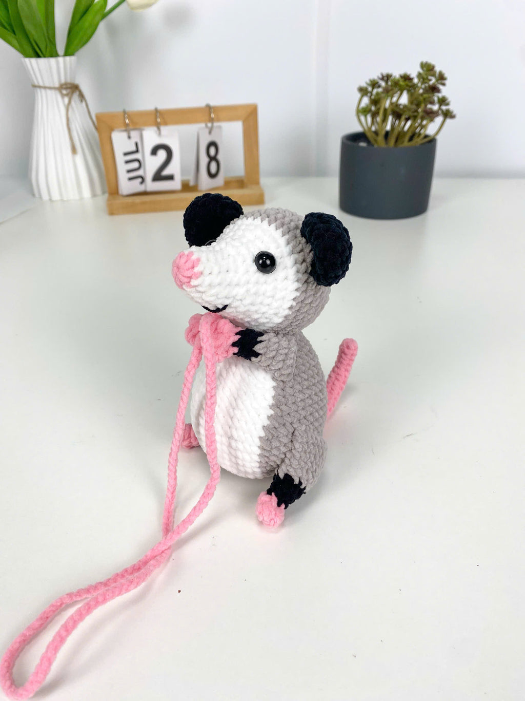 Mouse Car Charm Crochet Pattern, Hanging Amigurumi (PDF Pattern)