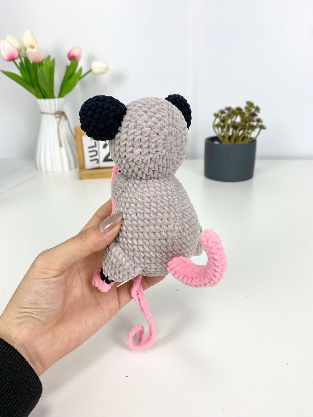 Mouse Car Charm Crochet Pattern, Hanging Amigurumi (PDF Pattern)