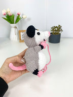 Mouse Car Charm Crochet Pattern, Hanging Amigurumi (PDF Pattern)