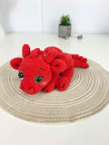 Lying Red Dragon Crochet Pattern, Plush Amigurumi Toy (PDF)