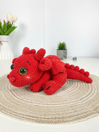 Lying Red Dragon Crochet Pattern, Plush Amigurumi Toy (PDF)