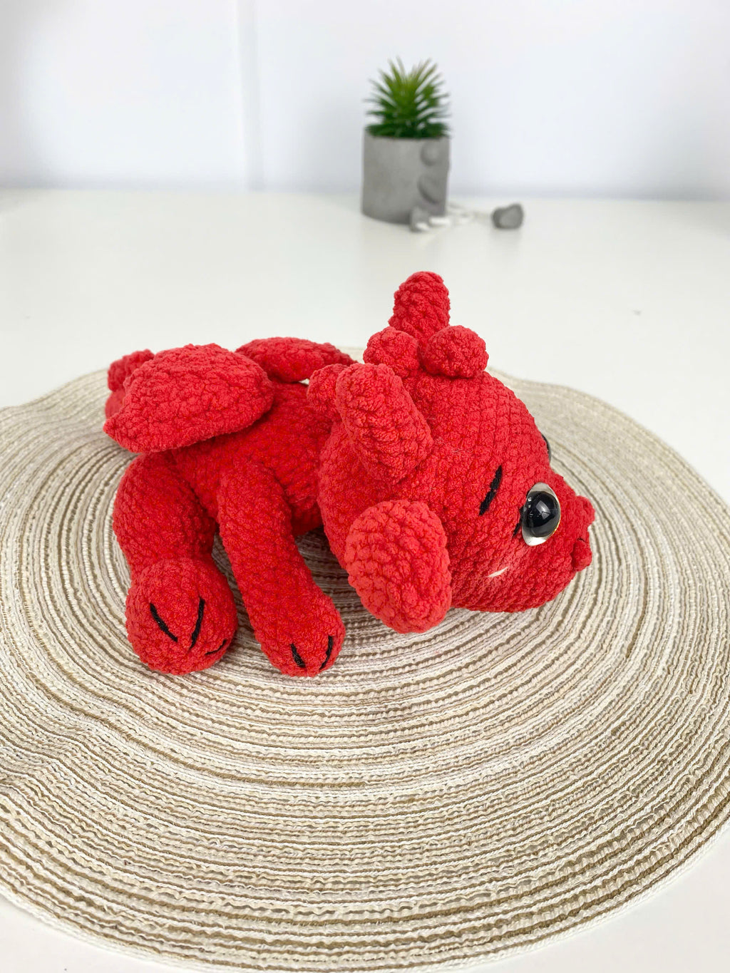 Lying Red Dragon Crochet Pattern, Plush Amigurumi Toy (PDF)