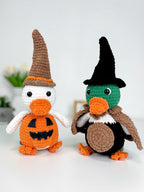 Halloween Crochet Duck Pattern, Amigurumi Witch Ghost Pumpkin Plush Toy (PDF)