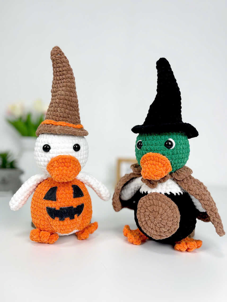 Halloween Crochet Duck Pattern, Amigurumi Witch Ghost Pumpkin Plush Toy (PDF)