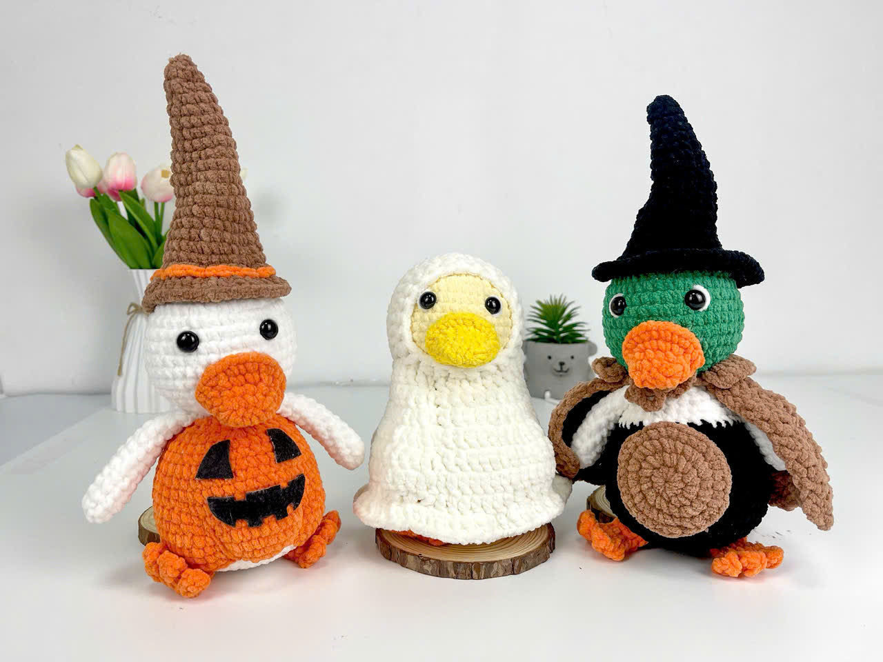 Halloween Crochet Duck Pattern, Amigurumi Witch Ghost Pumpkin Plush Toy (PDF)