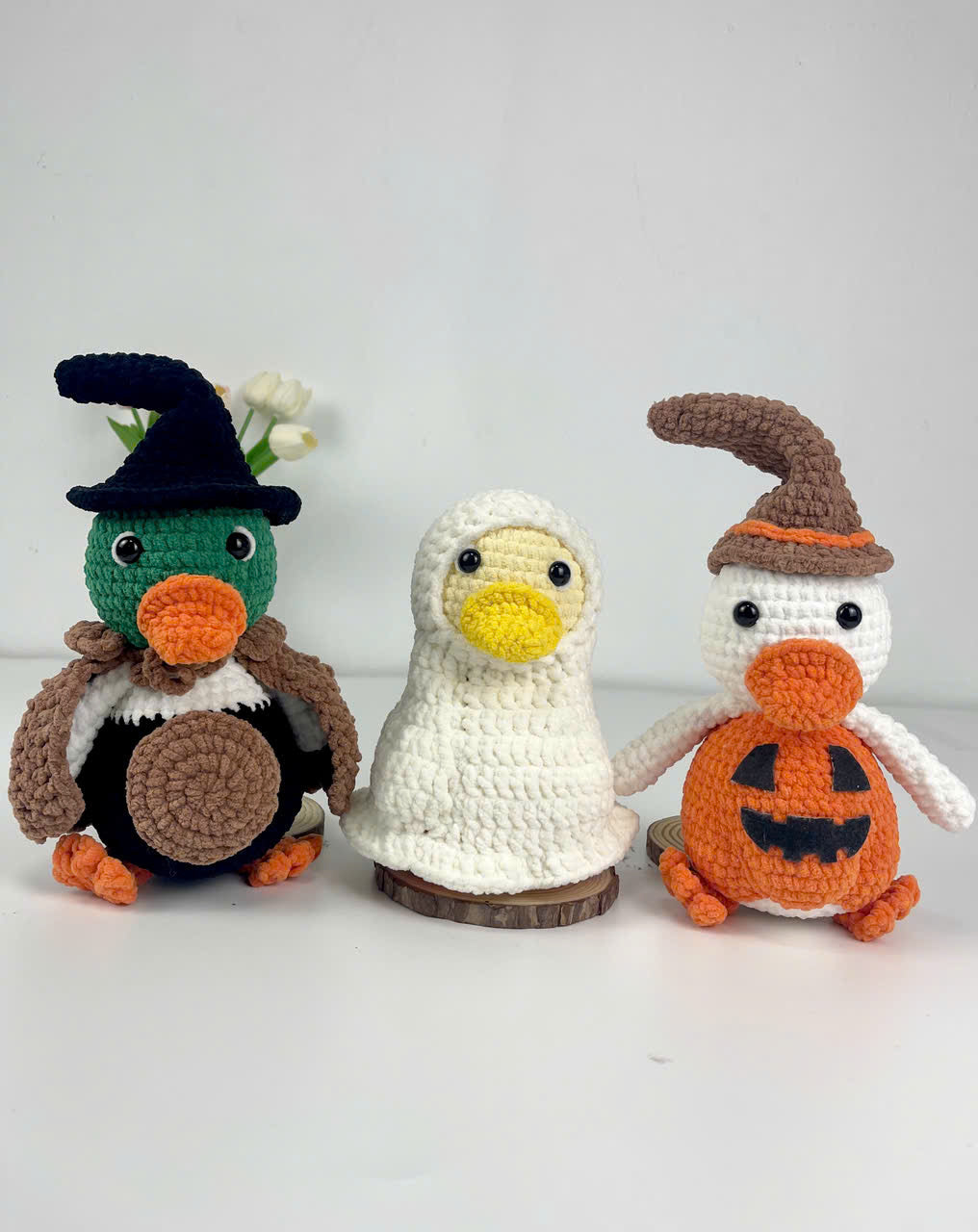 Halloween Crochet Duck Pattern, Amigurumi Witch Ghost Pumpkin Plush Toy (PDF)