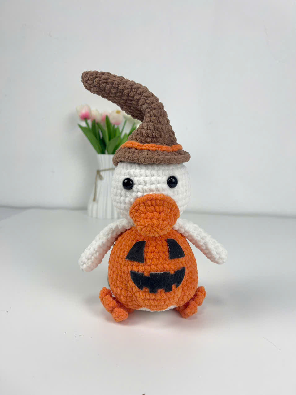 Halloween Crochet Duck Pattern, Amigurumi Witch Ghost Pumpkin Plush Toy (PDF)