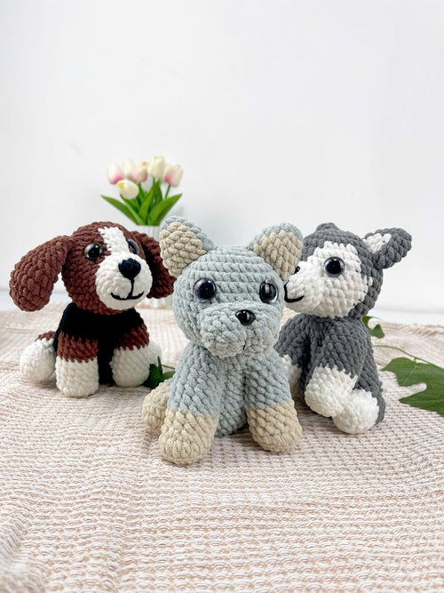 Amigurumi Dog Pattern PDF Bundle, Beagle Puppy, Husky Dog, Bulldog Dog, Beginner Crochet