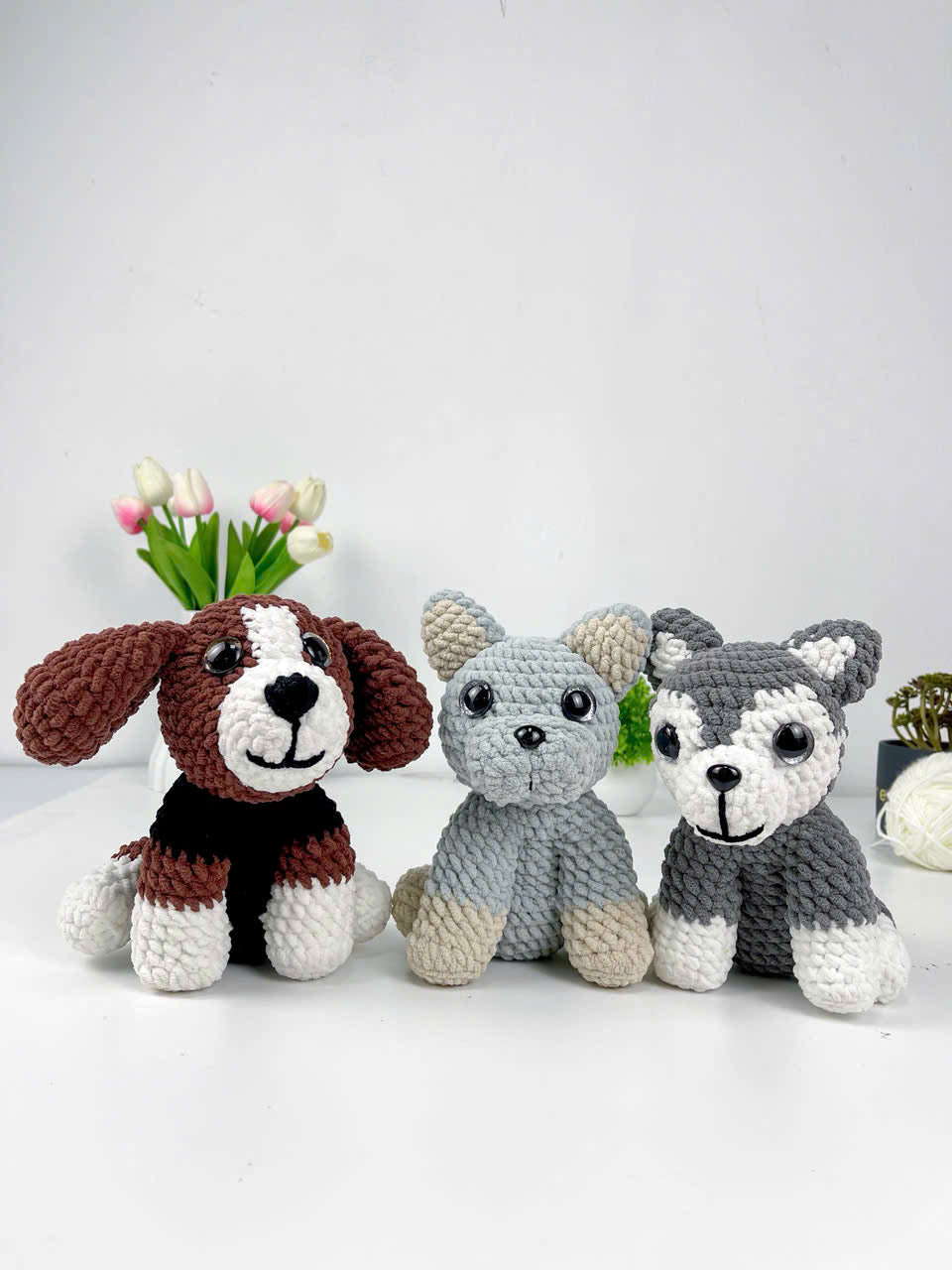 Amigurumi Dog Pattern PDF Bundle, Beagle Puppy, Husky Dog, Bulldog Dog, Beginner Crochet