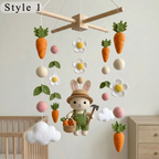 Felt Garden Bunny Baby Mobile, Farm Nursery Crib Decor Baby Shower Gift