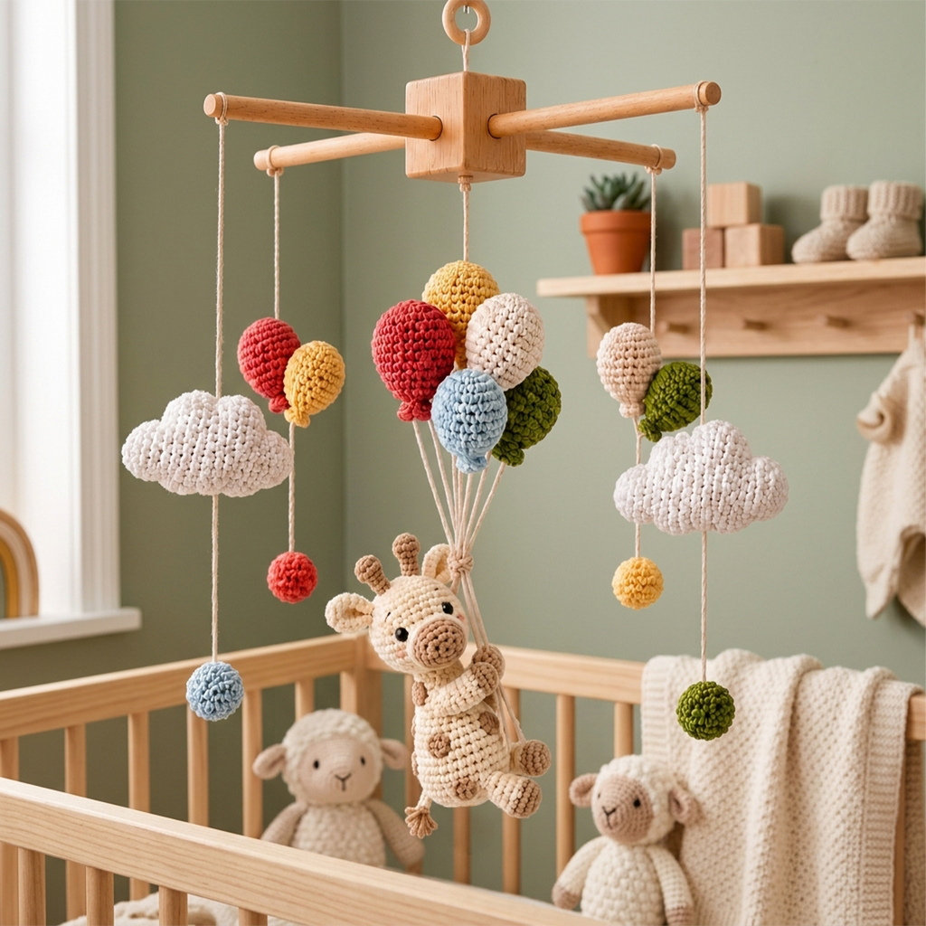 Handmade Crochet Animal Baby Mobiles | Nursery Crib Decor
