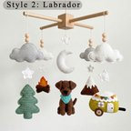 Crochet Dog Baby Mobile, Mountain Camping Crib Mobile