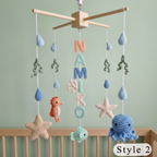 Personalized Ocean Name Crochet Baby Mobile, Handmade Underwater Crib Decor with Octopus, Seahorse and Starfish