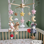 Little Ranch Crochet Crib Mobile, Handmade Farm Nursery Hanging with Cactus, Sunflower, Moon and Stars