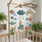 Felt Mermaid Baby Mobile, Ocean Nursery Crib Decor