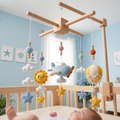 Handmade Crochet Airplane Baby Mobile – Hot Air Balloon Nursery Decor