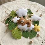 Felt Teddy Bear Baby Mobile, Moon Stars Clouds Leaves Nursery Crib Decor for Baby Boy Girl, Neutral Baby Shower Gift