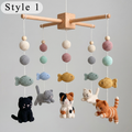 Handmade Crochet Cat Baby Mobile with Fish – Nursery Crib Decor